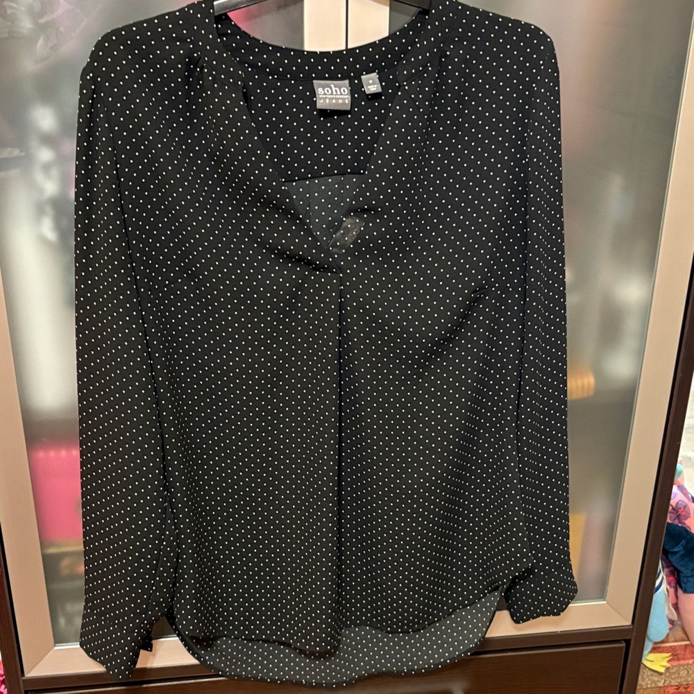 Soho Black and White Polka Dot Blouse